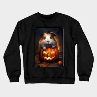 Cute Halloween Guinea Pig With Pumpkin Funny Halloween Gifts For Guinea Pigs Lover Crewneck Sweatshirt